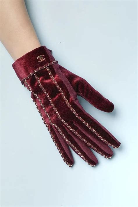 chanel red gloves with chain|Gloves .